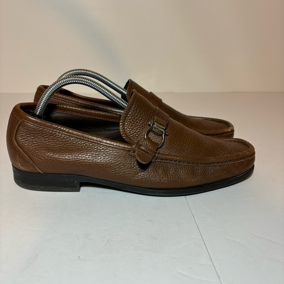 Salvatore Ferragamo Mens Bit Slip On Loafers Brown Muller Calf Sz 8 1/2 EE 94767 - Picture 1 of 10